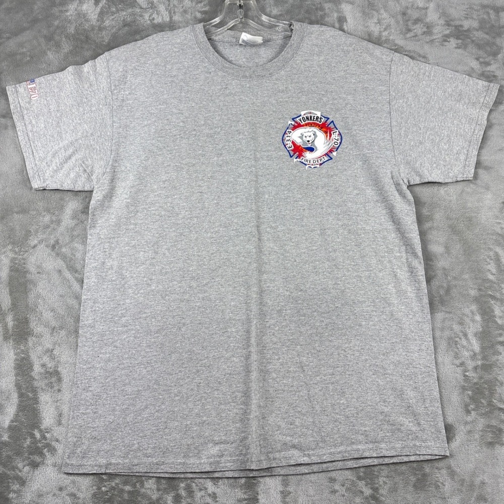 Port and Company Yonkers Fire Dept E-314 L-70 Polar‎ Bear Gray T-Shirt Large